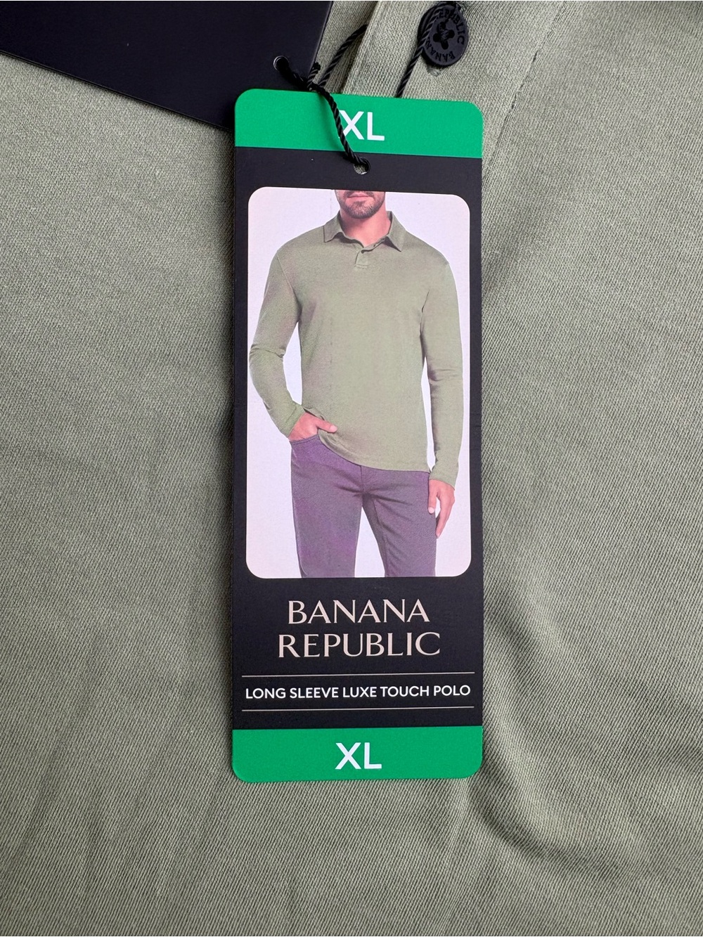 Banana Republic Olive Long Sleeve Luxe Touch Polo